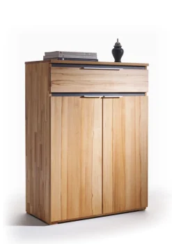 Schuhschrank VICENZA 80 x 108 cm Kernbuche massiv natur geölt/Absetzung Anthrazit gebeizt