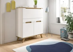 QUARTIER Sekretär SCANDI 110x118 cm Weiß Braun Nox Oak Nachbildung