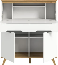 QUARTIER Sekretär SCANDI 110x118 cm Weiß Braun Nox Oak Nachbildung