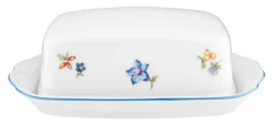 Seltmann Weiden Butterplatte mit Deckel SONATE NOSTALGIE Weiß mit Streublumendekor