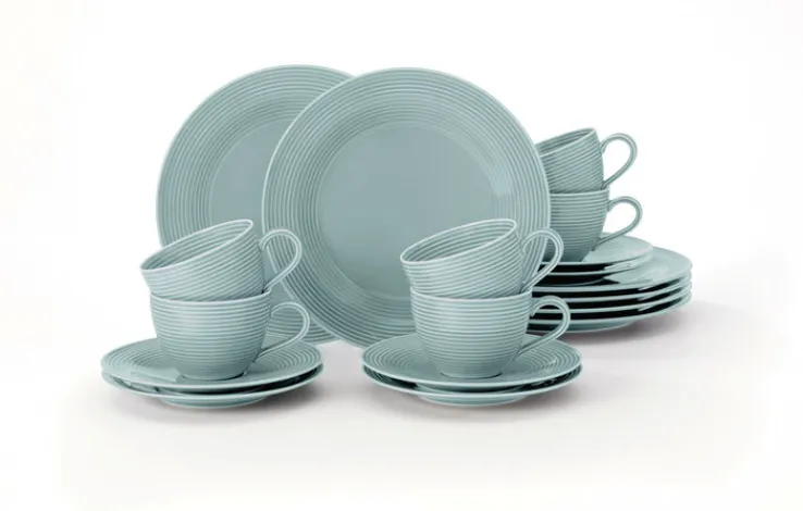 Seltmann Weiden Kaffeeservice BEAT COLOR GLAZE 18-teilig arktisblau