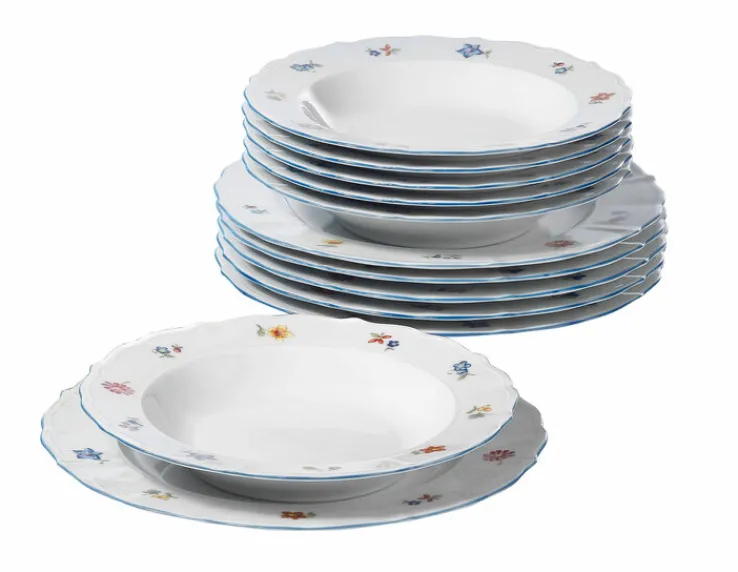 Seltmann Weiden Tafelservice SONATE NOSTALGIE 12-teilig Weiß mit Streublumendekor