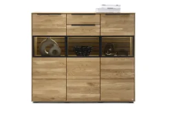 set one by Musterring Highboard JACKSON 150 x 130 cm Eiche massiv/Korpus Eiche furniert