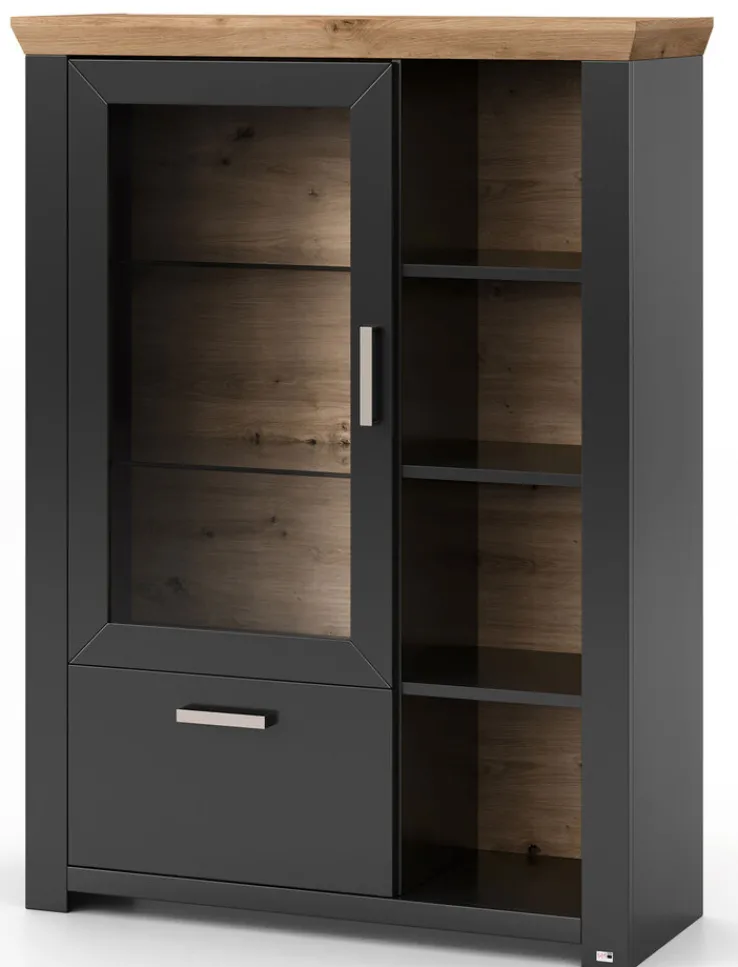 set one by Musterring Highboard YORK 13 anthrazit /Eiche Artisan