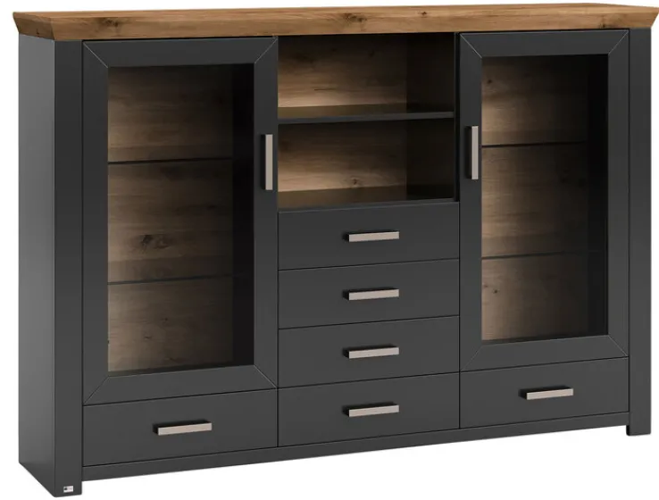 set one by Musterring Highboard YORK 56 anthrazit /Eiche Artisan