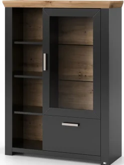 set one by Musterring Highboard YORK 14 anthrazit /Eiche Artisan