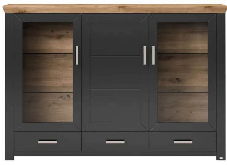set one by Musterring Highboard YORK 57 anthrazit /Eiche Artisan