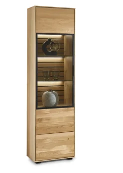 set one by Musterring Vitrine JACKSON 50 x 198 cm Eiche massiv/Eiche furniert
