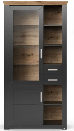 set one by Musterring Vitrine YORK 05 anthrazit /Eiche Artisan