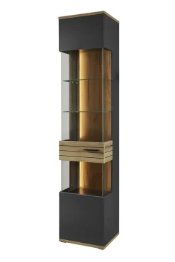 set one by Musterring Vitrine QUINCY 45x207 cm Anthrazit/Coast Evoke Eiche