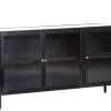 QUARTIER Sideboard 140 x 72 cm Platte Marmor weiß/Türfront Strukturglas