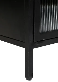 QUARTIER Sideboard 140 x 72 cm Platte Marmor weiß/Türfront Strukturglas