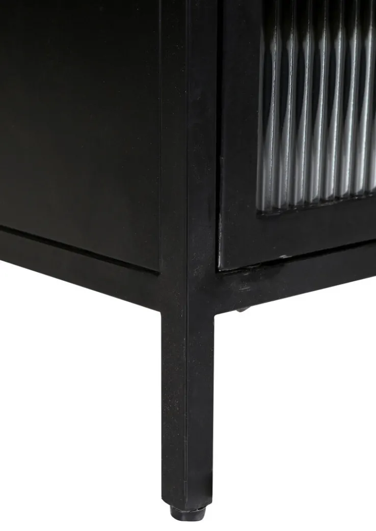 QUARTIER Sideboard 140 x 72 cm Platte Marmor weiß/Türfront Strukturglas