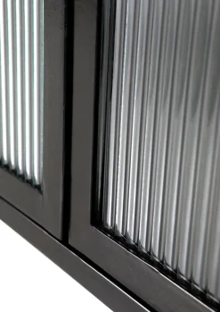 QUARTIER Sideboard 140 x 72 cm Platte Marmor weiß/Türfront Strukturglas