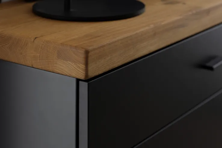 Sideboard BOGOTA 150 x 96 cm Wildeiche massiv/anthrazit