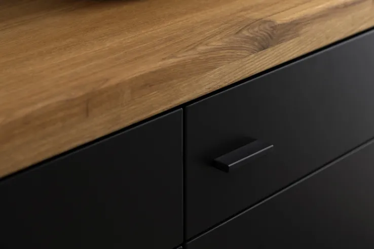 Sideboard BOGOTA 150 x 96 cm Wildeiche massiv/anthrazit