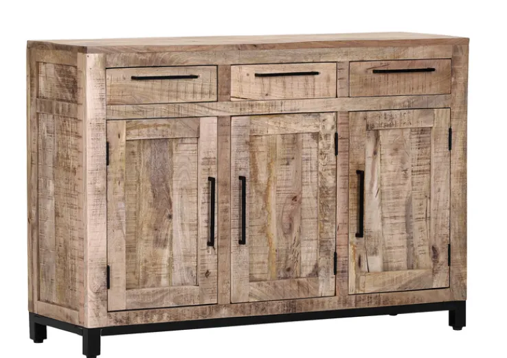 QUARTIER Sideboard CHASE 130 x 86 cm Mango massiv/schwarz