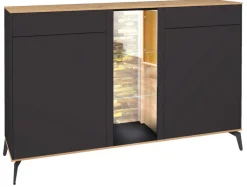 QUARTIER Sideboard COMO 159 x 90 cm Anthrazit matt Lack/Asteiche-Dekor