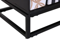 QUARTIER Sideboard DAKOTA Mango massiv Metall 75 x 140 x 40 cm pulverbeschichtet Frontabsetzung Mango natur/weiß/weiß-schwarz gestreift/Wiener Geflecht/Korpus Mango schwarz gebeizt/lackiert