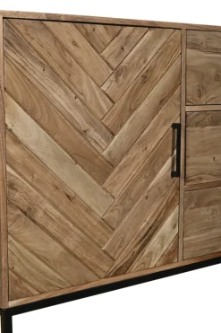 QUARTIER Sideboard LUANDA 160 x 80 cm Akazie massiv natur/schwarz