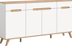 QUARTIER Sideboard SCANDI 185x95x40 cm Weiß Braun Nox Oak Nachbildung