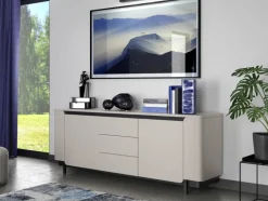 QUARTIER Sideboard VODOL 205x78 cm Sand/Schwarz