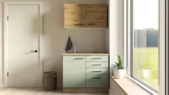 QUARTIER Singleküche CARA Touch Schilfgrün/Artisan Eiche ca. 100 cm