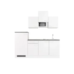 QUARTIER Singleküche PETE Weiß Matt/Weiß Caledonia Dekor ca. 210/205/60 cm