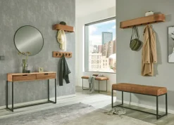 Sitzbank 100 x 48 cm Lederbezug braun/schwarz