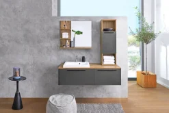 QUARTIER Spiegelschrank JOHN grau / Flagstaff Oak