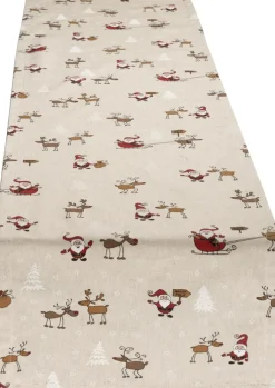 SPRÜGEL Tischläufer NAVIDAD FUNNY SANTA 38x90 cm Beige,Braun,Rot