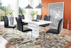 CASAVANTI Stuhl LUNA 4er Set Lederlook Schwarz