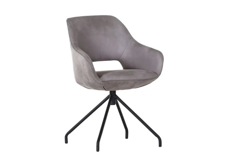 QUARTIER Stuhl MIKE hellgrau/schwarz ZickZackNaht