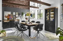 QUARTIER Stuhl MIKE hellgrau/schwarz ZickZackNaht