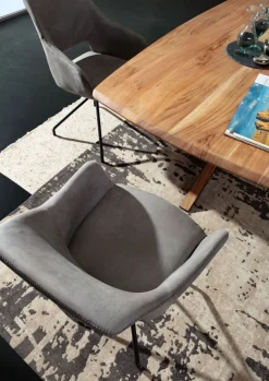 QUARTIER Stuhl MIKE hellgrau/schwarz ZickZackNaht