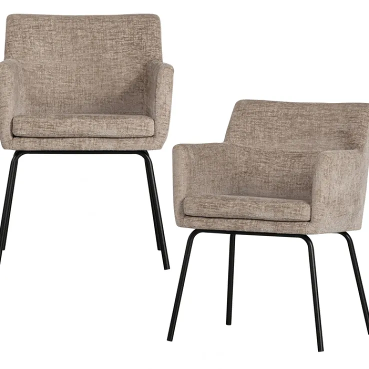 Stuhl mit Armlehnen KAM 2er Set sand/schwarz
