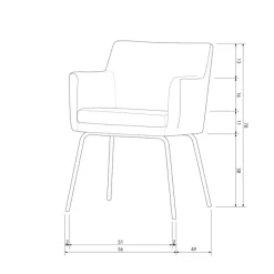 Stuhl mit Armlehnen KAM 2er Set sand/schwarz