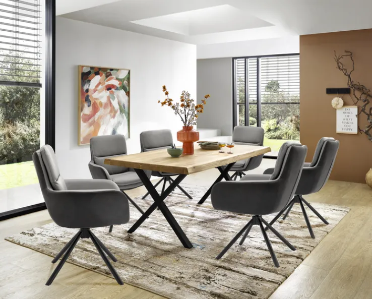 QUARTIER Stuhl NOVALEE Stoffmix Mikrofaser anthrazit/Leder grau