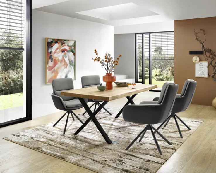 QUARTIER Stuhl NOVALEE Stoffmix Mikrofaser anthrazit/Leder grau