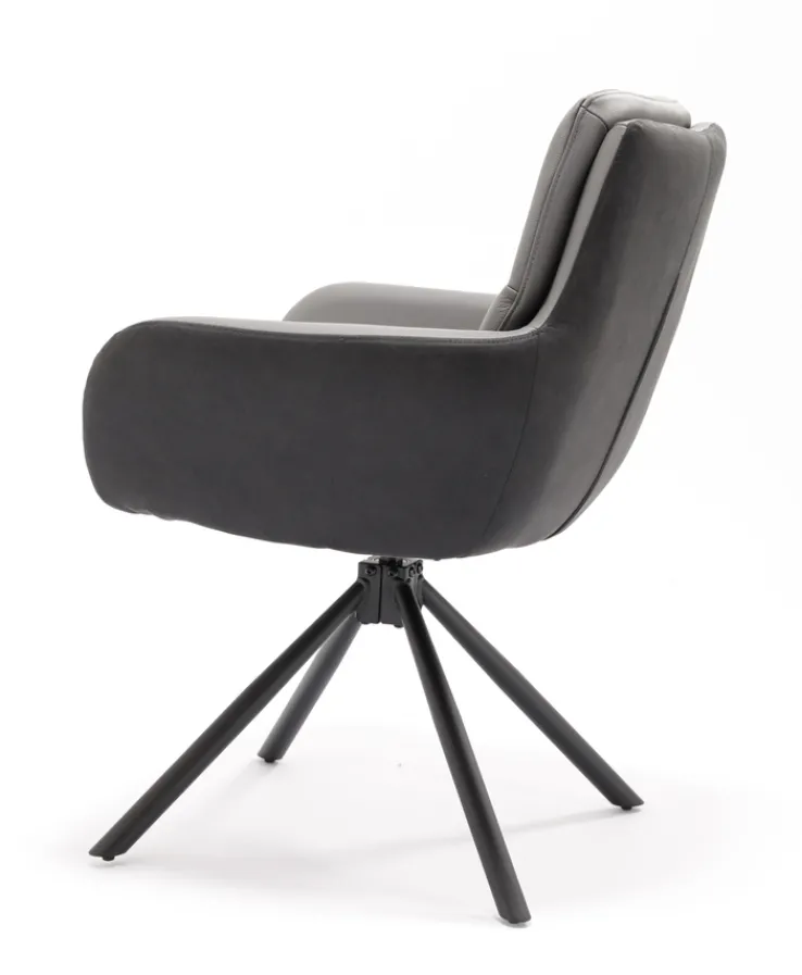 QUARTIER Stuhl NOVALEE Stoffmix Mikrofaser anthrazit/Leder grau