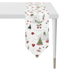 APELT Tischband CHRISTMAS ALL OVER 32x175cm weiß-rot