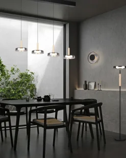 TRIO LED Balkenpendel CELESTE 4-flg schwarz /Rauchglas