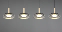 TRIO LED Balkenpendel CELESTE 4-flg schwarz /Rauchglas