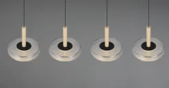 TRIO LED Balkenpendel CELESTE 4-flg schwarz /Rauchglas