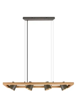 TRIO Retrofit Balkenpendel BELL Holz /nickelfarbig antik