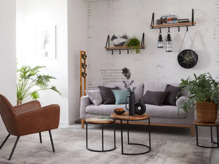 TRIO Retrofit Stehlampe BELL Holz /nickelfarbig antik