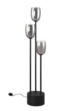 TRIO Retrofit Stehlampe TRS BARRET 140 cm schwarz /rauchfarbig