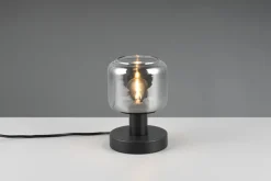 TRIO Tischlampe MATARO Glas Ø 12 cm Höhe 18 cm matt Schwarz/Smoke