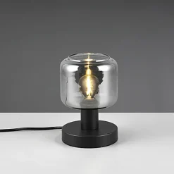 TRIO Tischlampe MATARO Glas Ø 12 cm Höhe 18 cm matt Schwarz/Smoke