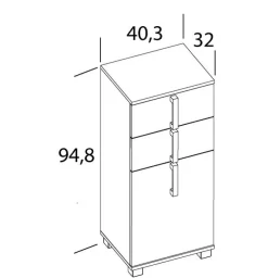 Unterschrank LUCA 40,3 x 94,8 cm weiß/ Eiche Landhaus